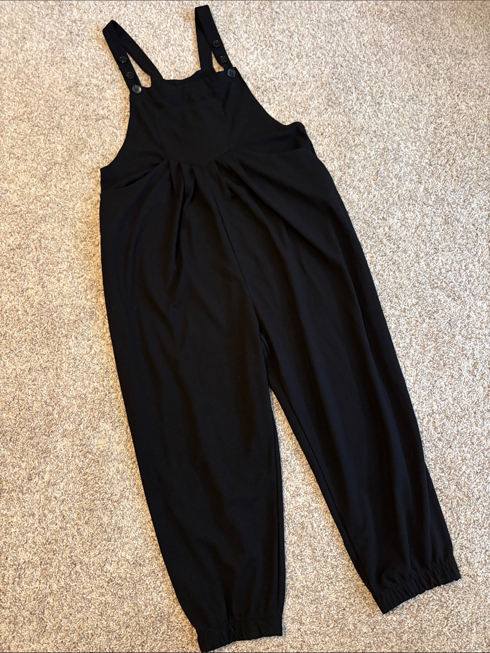 HALARA Black Relaxed Overalls Jumpsuit with Button Straps